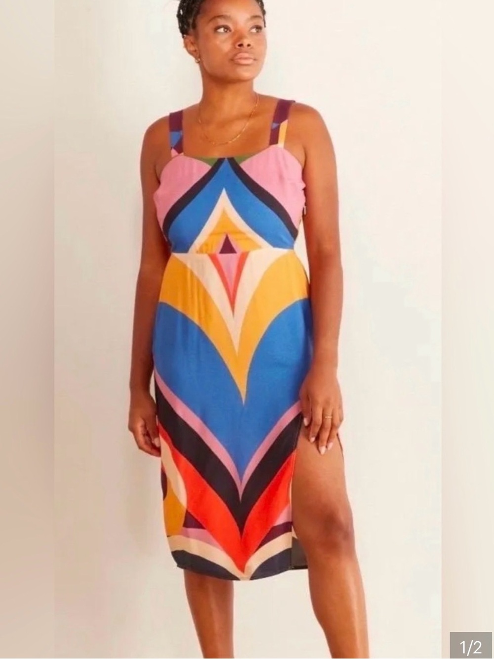 Farm Rio NWT Colorblock Geometric Midi Dress